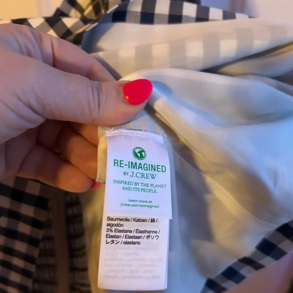 J.Crew Blue Gingham Smocked Ruffle Strap Top Size Large NWT Re-Imagined - Picture 10 of 14